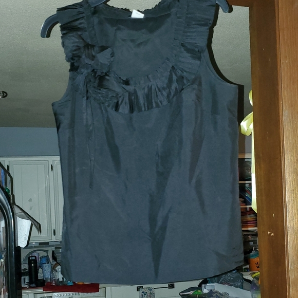 J. Crew Tops - J. Crew Black Ruffle Sleeveless Blouse